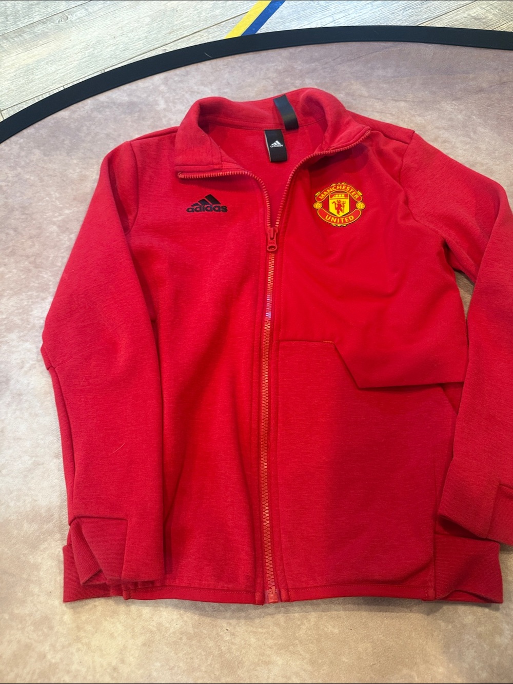 adidas Red Manchester United Full-Zip Fleece Jacket